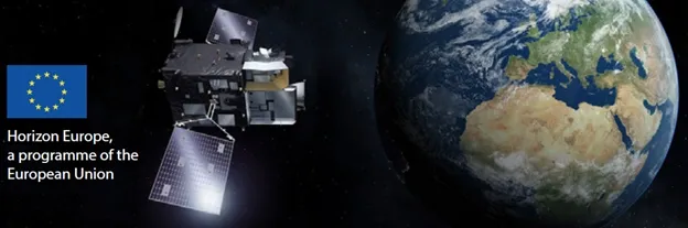 Satellite in orbit with earth as view