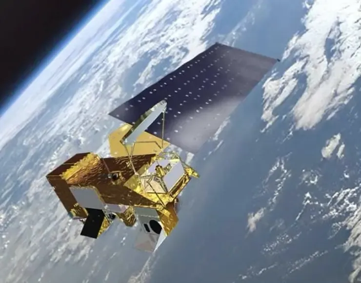 Image of the Aqua satellite which, along with the Terra satellite, carries the MODIS instruments, So